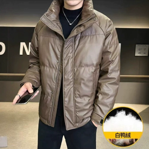 2024 мужской зимний стройный воротник с вышивкой темный цветок пуховая куртка