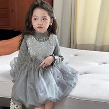 女童连衣裙加绒秋冬新款儿童宝宝礼服纱裙洋气生日公主女童周岁裙