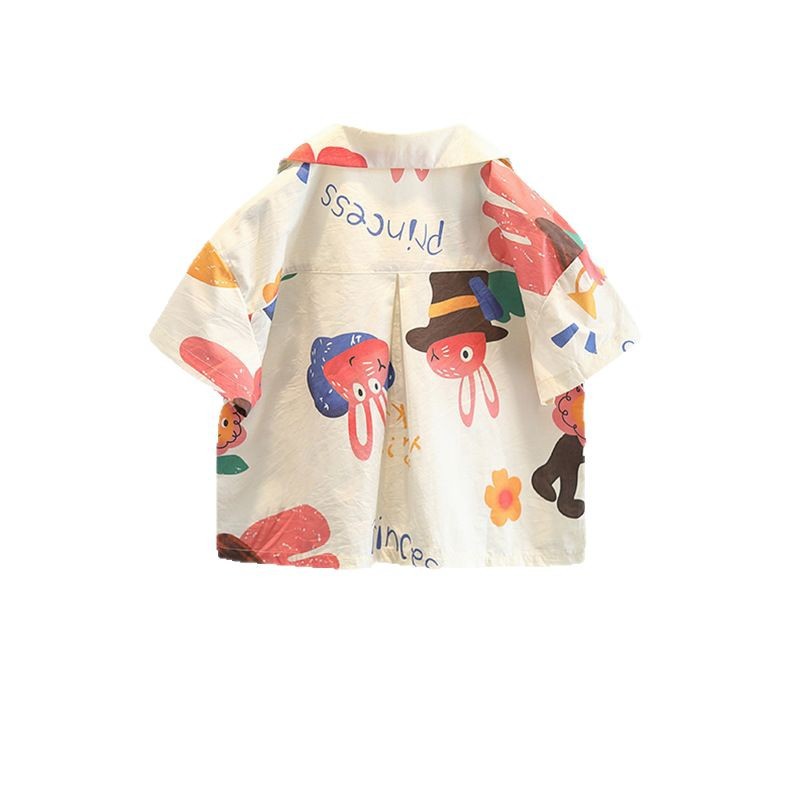 7938 traje de verano para niños 2025 nuevo estilo estilo occidental camisa de verano para bebés ropa de manga corta para niños guapos y guapos