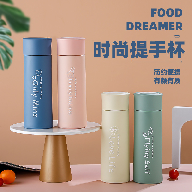 Fashion handle glass double-layer business Glass men and women couple student convenient store celebration promotion opening gift