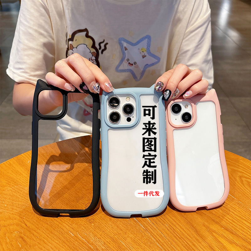 iPhone16promax 猫耳 14 携帯電話ケース Apple 15 保護カバーに適したツーインワン猫耳ケース|undefined