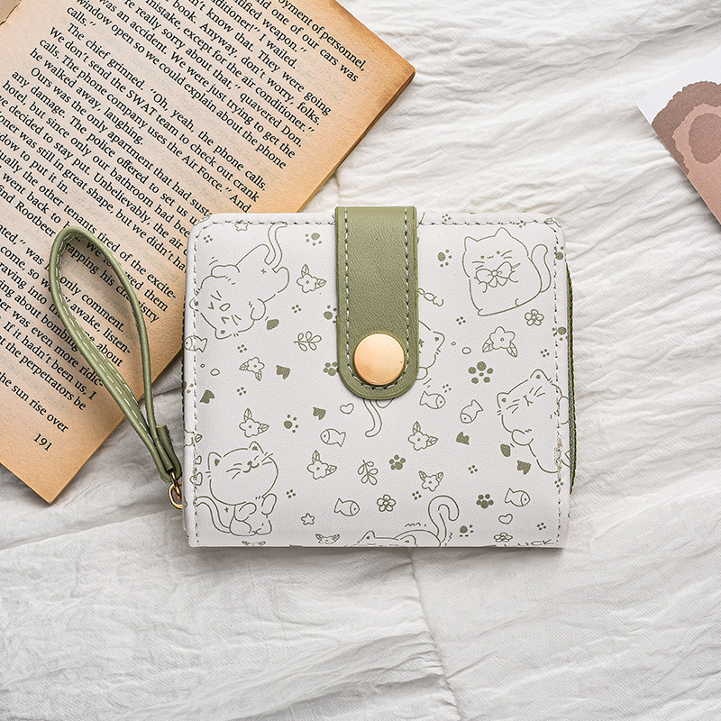 [Cat Little Tail] YADAS かわいいレディースカードホルダーファッションバックル PU ショート 70% off 小銭入れ財布|undefined
