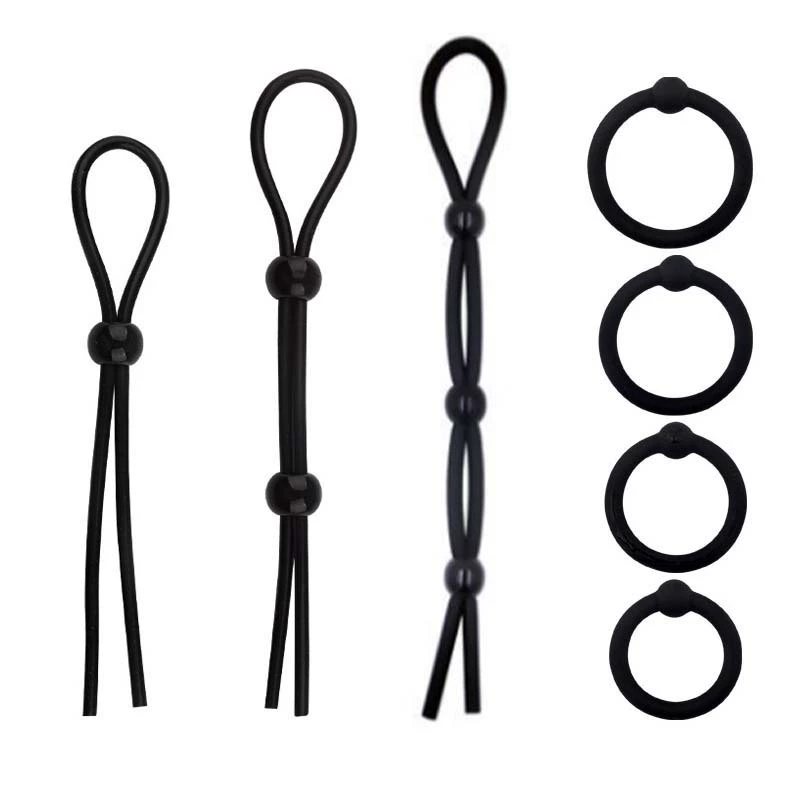 Силиконовая locking rope регулируемый размер задержки кольцо 7‑шт набор пенис кольцо овца глаз круг товары для взрослых