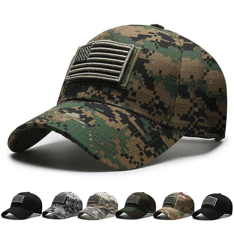Sombrero de sentido Bordado americano transfronterizo al aire libre patrón de pitón camuflaje gorra de béisbol montañismo al aire libre protector solar gorras militares entrenamiento