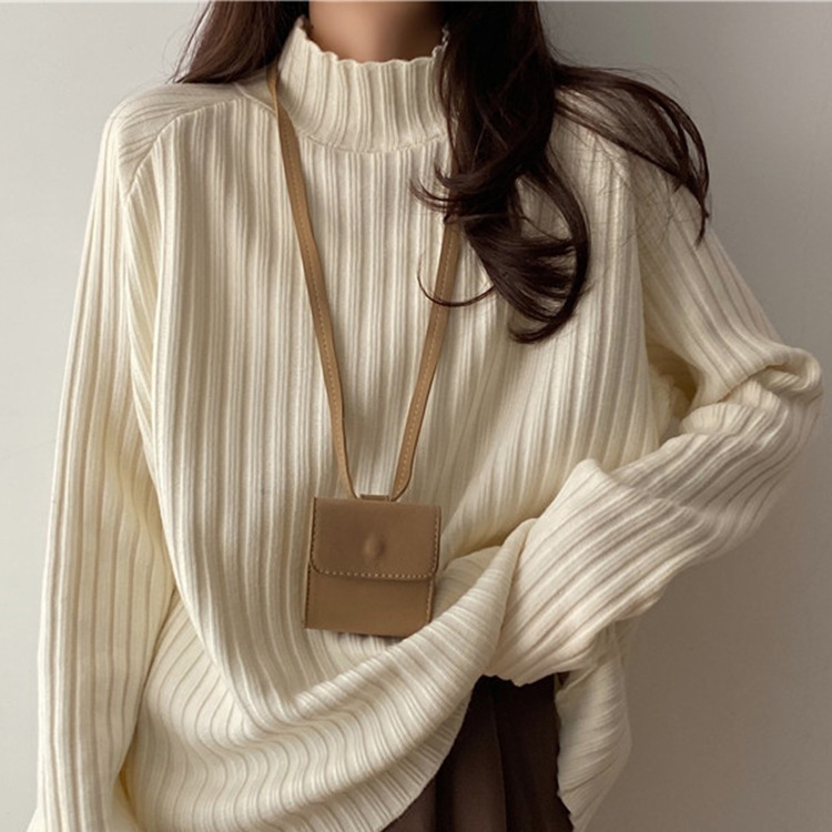 plus size Half Turtle Neck Women's 2024 Autumn and Winter chubby girl Loose Base Shirt with fleece-lined Thickened Knitted Shirt Top