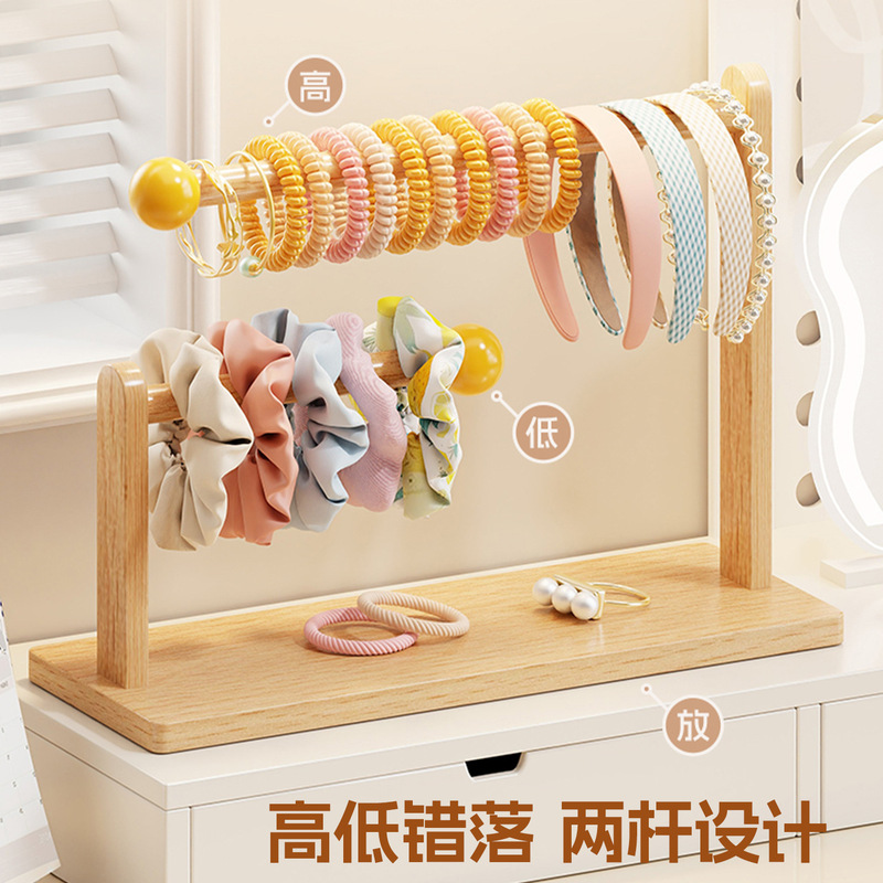 发饰收纳神器桌面置物架实木发箍大肠发圈展示架发夹鲨鱼夹饰品架|undefined