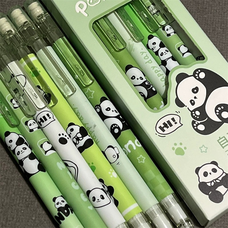 Cute panda lápiz automático de núcleo continuo de alto valor facial estudiante de 0.5mm en caja con lápiz de goma image 4