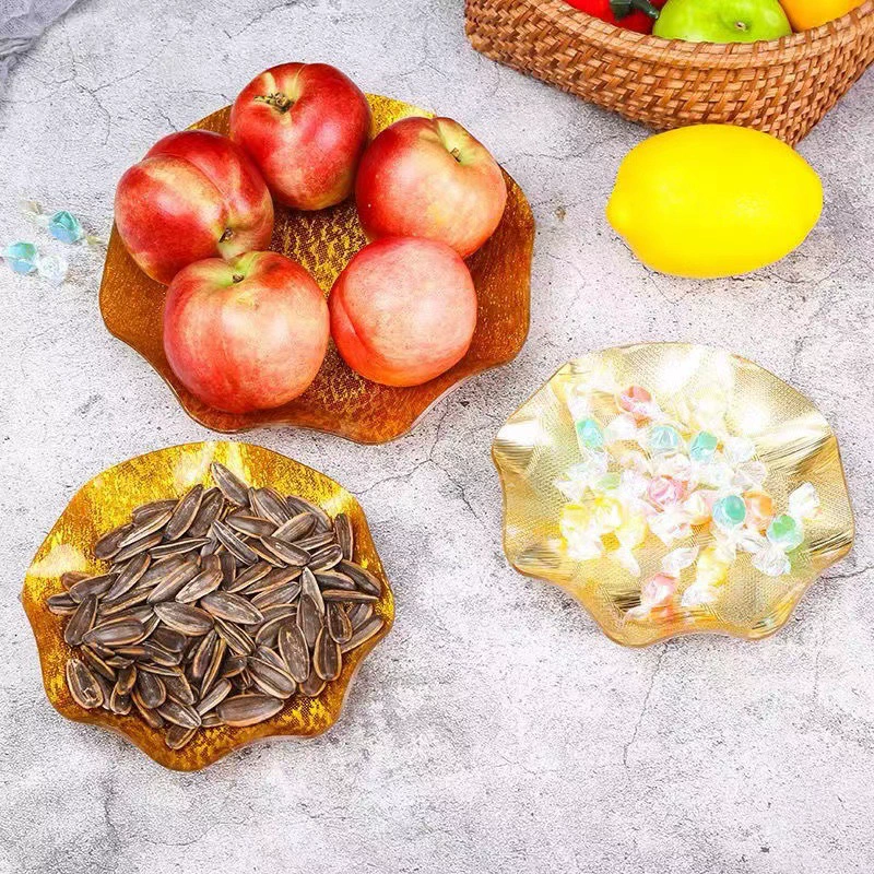 Плитка из акрила для фруктов бытовая, круглая тарелка для фруктов, декоративная тарелка для хранения закусок, пластиковая тарелка для десертов, тарелка для сухих фруктов
