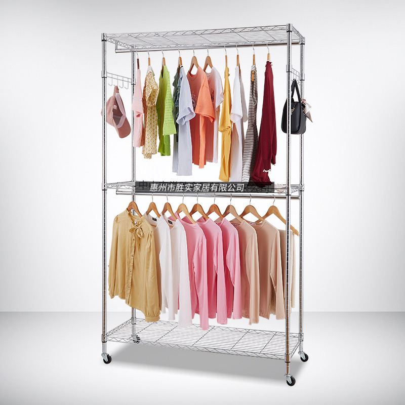 Cross-Border Coat Rack Bedroom Metal Wardrobe Indoor Balcony Clothes Drying Rack Wardrobe Clothes Rack Multi-Layer Rack