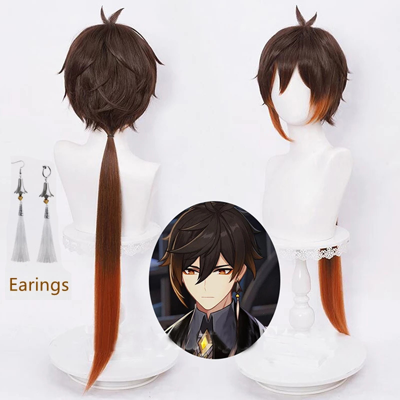 Original Dios Zhong Li cos peluca Yan Wang Ye anime Cosplay peluca transfronteriza de gradiente de color mezclado peluca anti-curling trenza