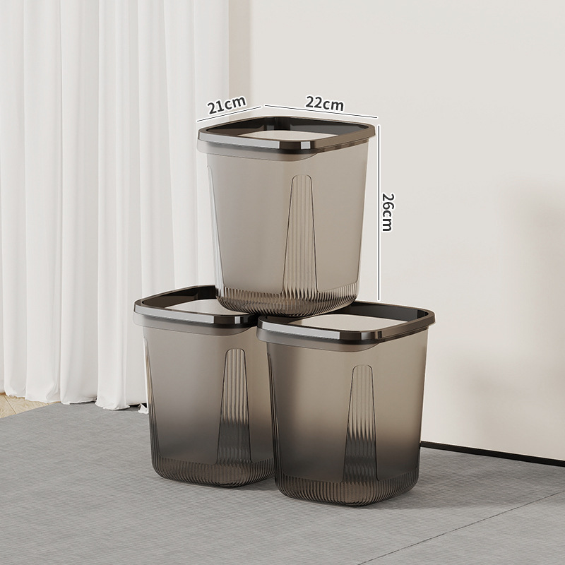 Bote de basura transparente de gran capacidad para el hogar, barril de almacenamiento de basura para el baño, sentido avanzado, canasta de basura de cocina, canasta de papel