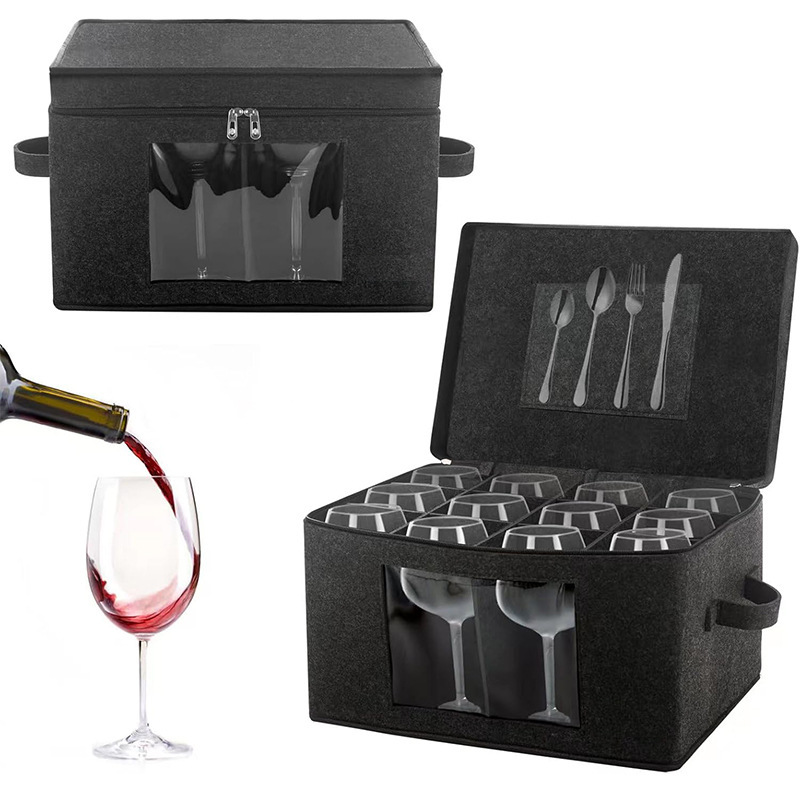 Foldable Wine Glass Storage Box, Cross-Border Storage Box for 12 High-Footed Wine Glasses