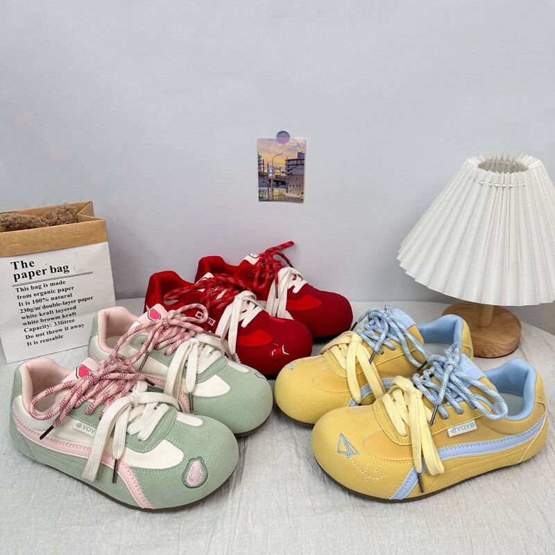 Yuanbo Colorful Training Shoes for Women 2025 Spring New Versatile Round-Toe Casual Sports Shoes Lace-Up A-Gan Shoes Wholesale Yuanbo Colorful Training Shoes for Women 2025 Spring New Versatile Round-Toe Casual Sports Shoes Lace-Up A-Gan Shoes Wholesale
