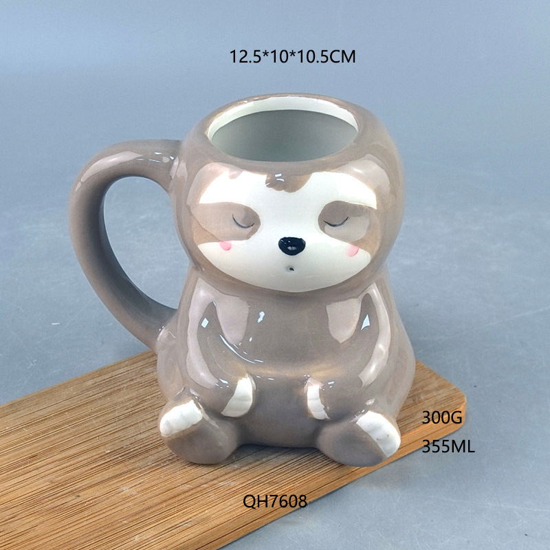 Taza de Leche de Cerámica de Perezoso Resistente a Altas Temperaturas con Mango para Oficina