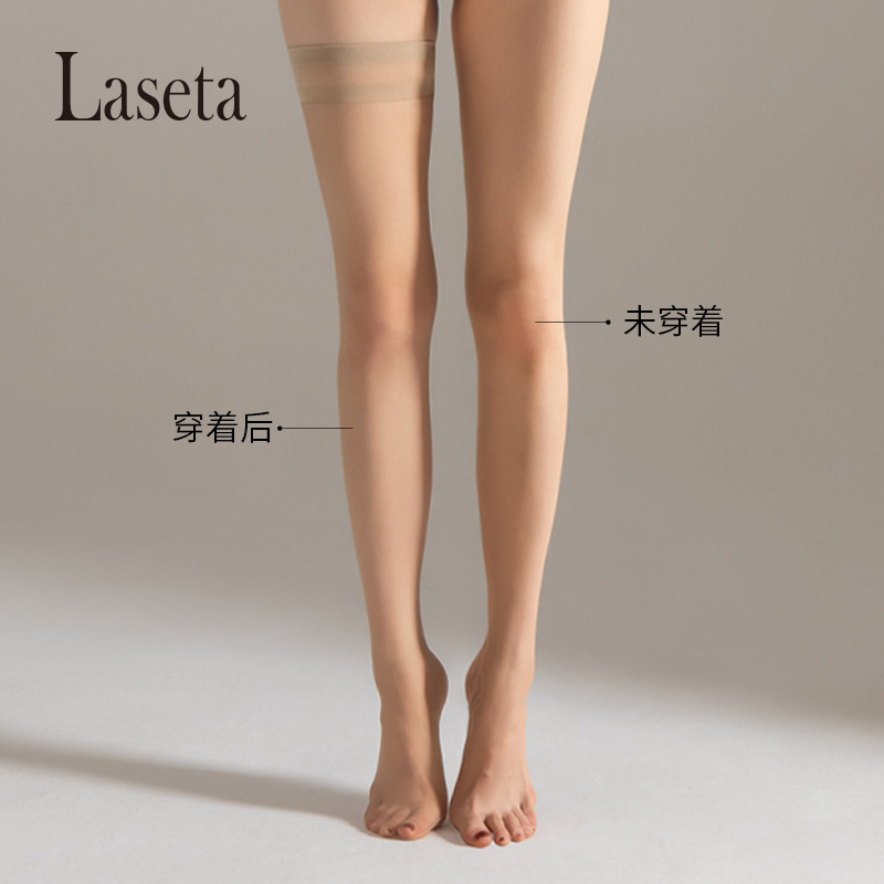 Landa Stockings Women's Long Socks 1D Over-The-Knee Socks Summer Anti-Slip Seamless Extended Thigh Socks Sun Protection Invisible Black Stockings