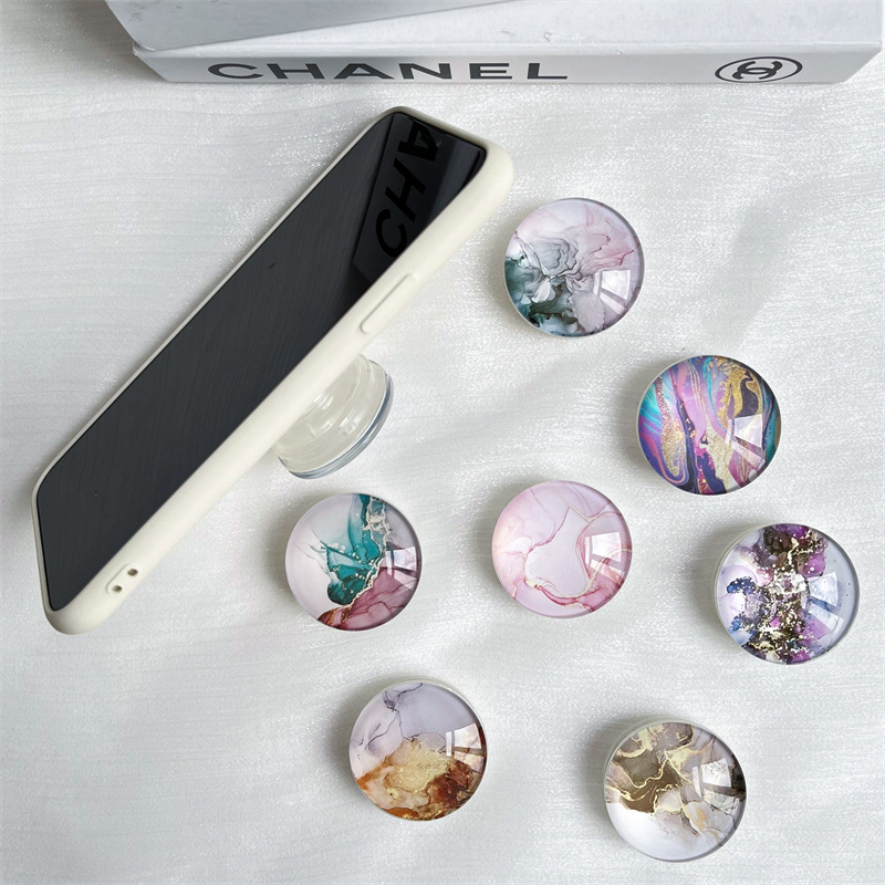 24g Weight Mobile Phone Universal Applicable Brands Airbag Bracket Classification Glass Material Marble Pattern Chinoiserie, Simple Style Style Marble Glass Chinoiserie Simple Style Mobile Phone Universal Airbag Bracket 7