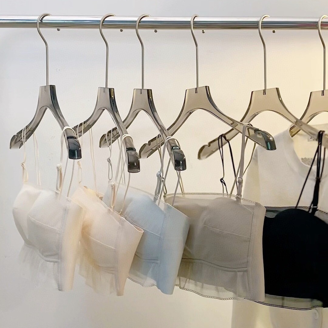 6048 hilo de malla de encaje de niña fresca, anti-luz, sin anillo de acero, top de tubo, sujetador de copa fija, sujetador de pecho fino