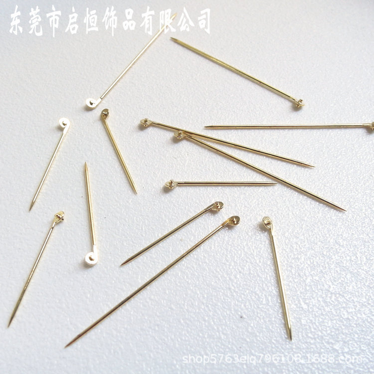 DIY饰品/纯铜胸针扁头卡位卡头尖针别针胸章胸花领夹针厂家批发