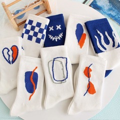 Klein blue socks women's autumn and winter long socks ins Korean version student versatile blue mid-tube sports long tube trend