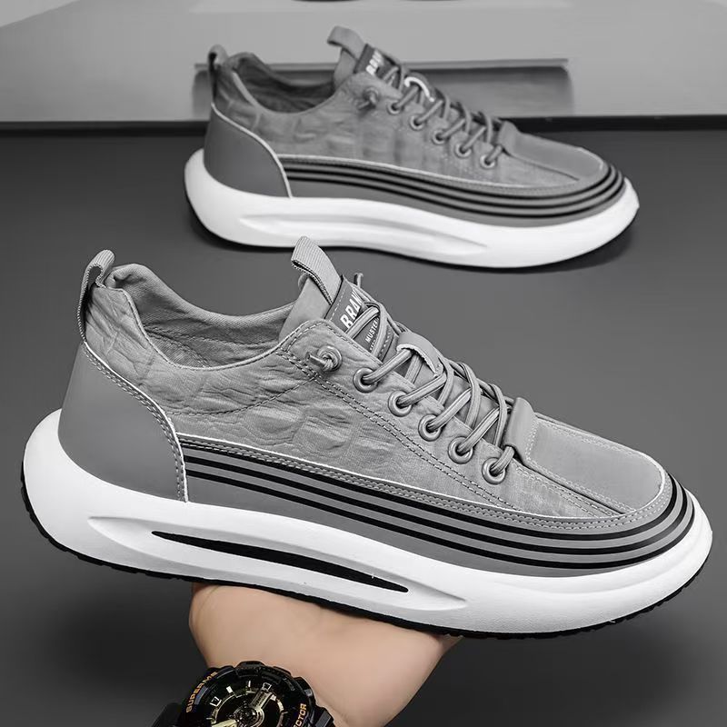 Primavera/verano 2025 seda de hielo zapatos casuales de tela transpirables zapatos deportivos nuevos zapatos deportivos de una sola pierna zapatos de deporte de estilo coreano para hombres