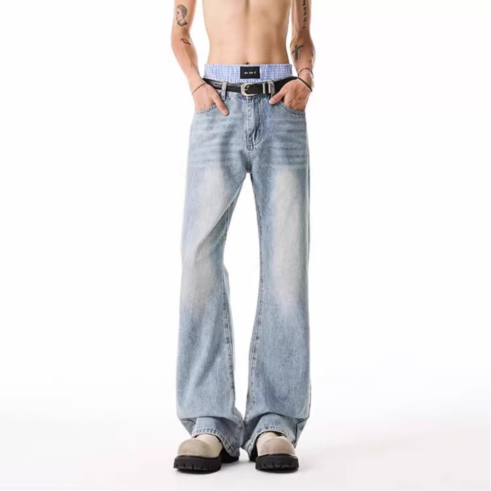 Jeans Rectos Retro para Hombre de Algodón Corte Recto para Primavera y Otoño