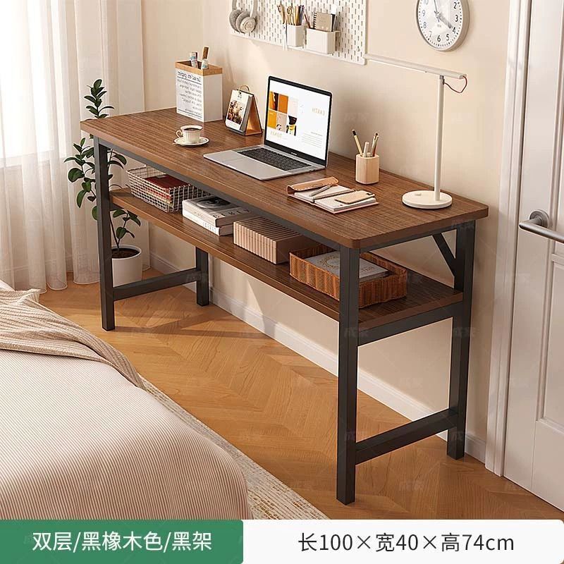 长条桌简易书桌电脑桌家用卧室学生学习桌长方形工作台双层小桌子|undefined