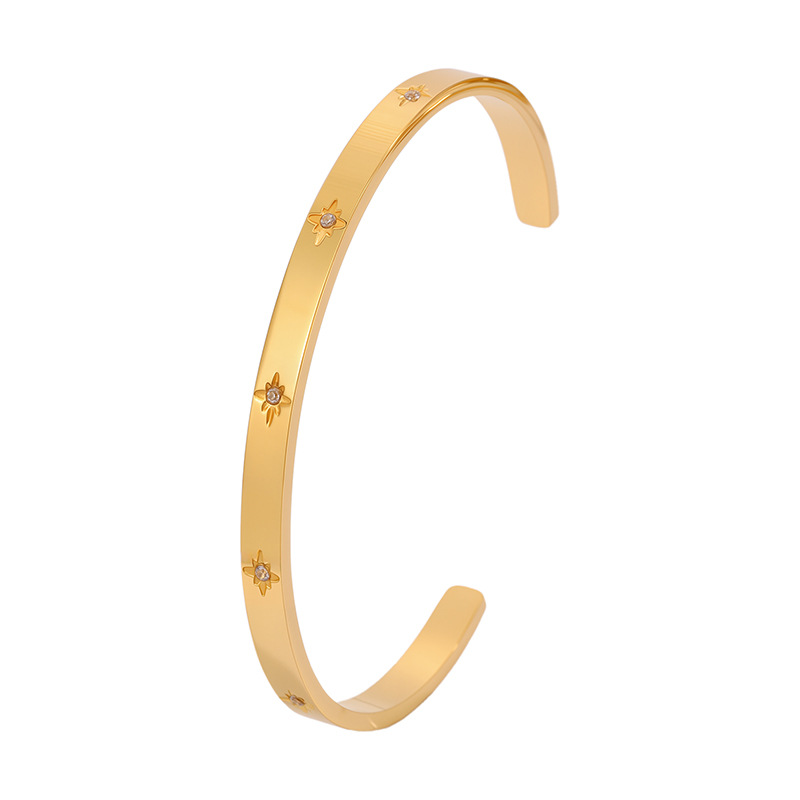 Pulsera de acero de titanio para mujer, sentido de alta gama, pulsera retro europea y americana que no se desvanece, oro de arena, apertura, circón, joyería de pulsera de acero inoxidable image 18