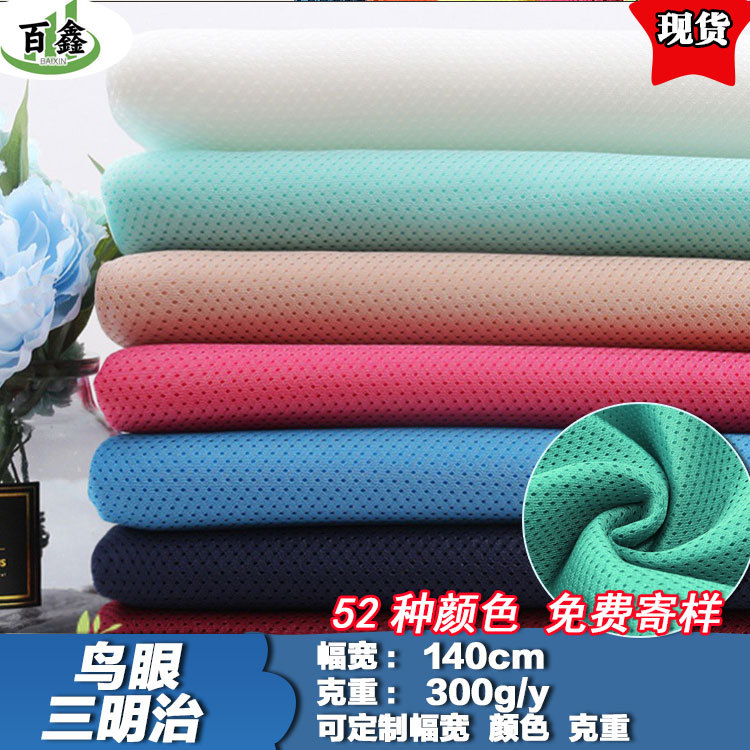 现货特殊鸟眼小孔三明治网眼布鞋材网布箱包布料3D弹力防水面料