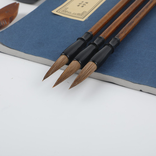 Large, medium, and small wolf-hair calligraphy brushes—non-shedding, perfect for beginners learning regular script, semi-cursive, and cursive styles.