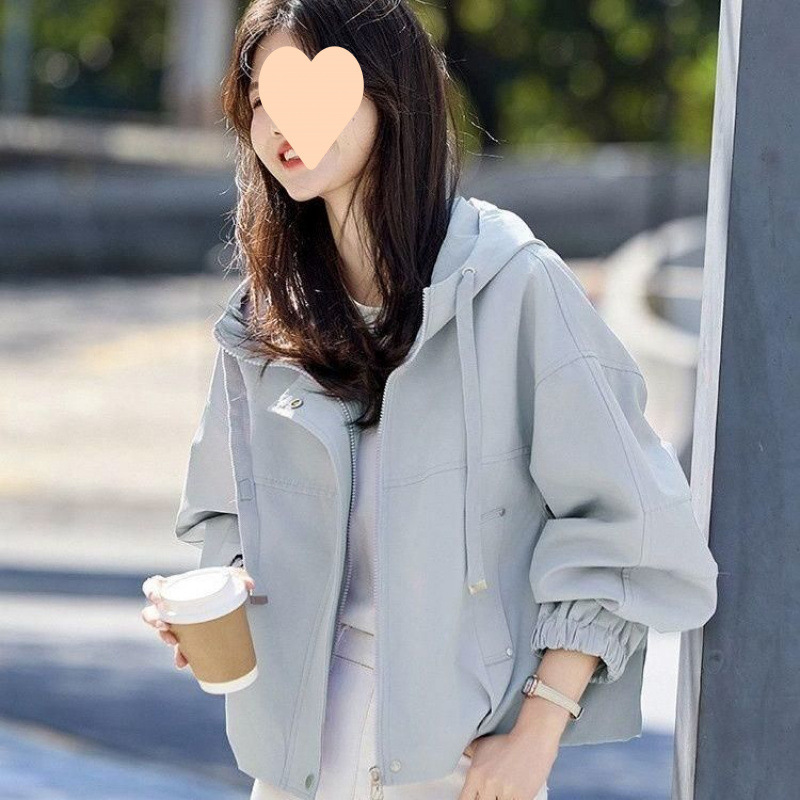 风衣新款冲锋衣宽松减龄小个子春秋连帽百搭夹克休闲工装上衣外套|undefined