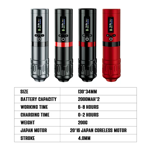 Cross-Border Exclusive Smlface Wireless Battery Pen with Digital Screen Display Tattoo Machine All-In-One Tattoo Machine New Model