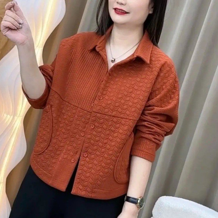 一件代发直播爆款浮雕立体蝙蝠袖外套2025秋季新款翻领妈妈装外套|undefined