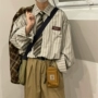 秋季长袖翻领条纹衬衣