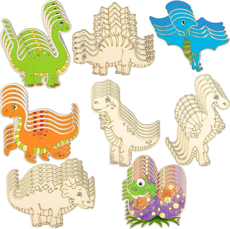 Unfinished wooden dinosaur Christmas DIY wooden paint crafts children's home decoration craft project