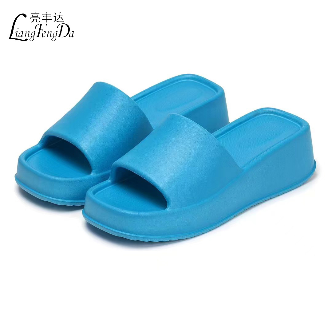 新品方头EVA厚底拖鞋女夏季外穿跨境出口露趾松糕底拖鞋欧美批发