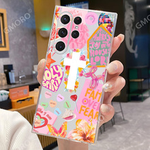 欧美爆款十字架插画透明保护套三星A53手机壳个性A54精孔软壳防撞