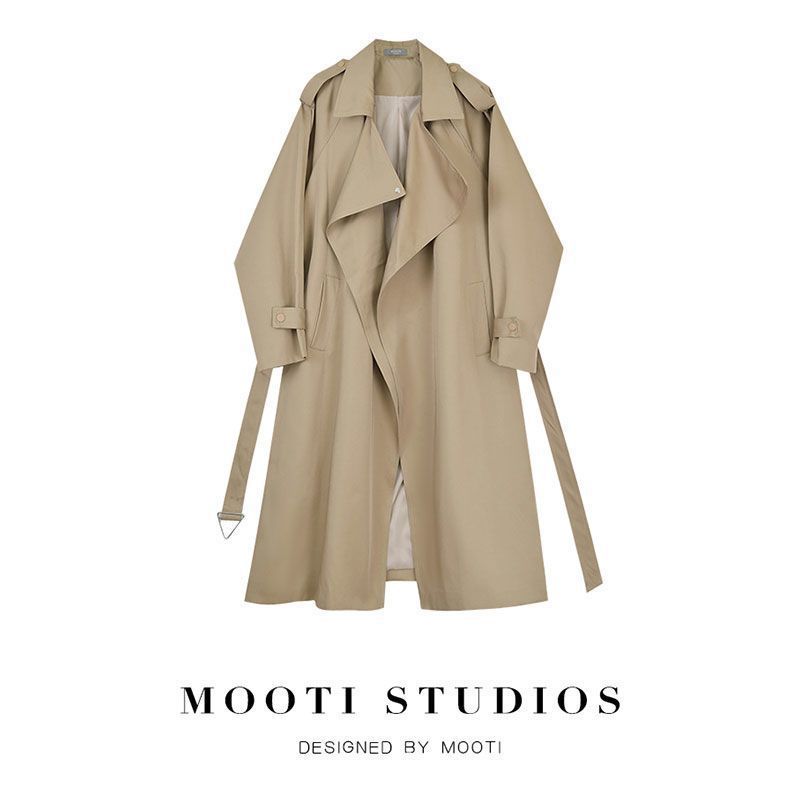 2025 New Spring and Autum Elegant British Style Windbreaker Women's Mid-Length Slimming Look Waist Slimming Look Windbreaker Jacket