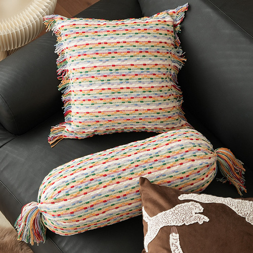 Cross-border new product creative candy color woven velvet sofa pillow cover office back pillow waist support