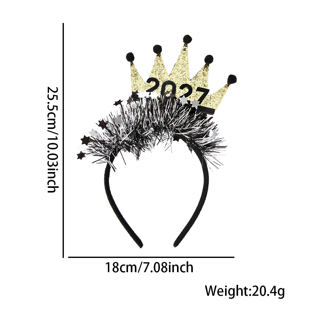 2027 Fiesta de Año Nuevo Feliz Año Nuevo Black Gold Color Star Headband Decoraciones de Año Nuevo image 14