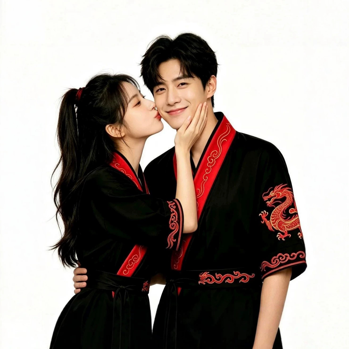 Men's improved Hanfu costume, ancient costume for female couples, Chinese-style student class uniform, spring and summer daily wear, ancient-style knight and prince attire
