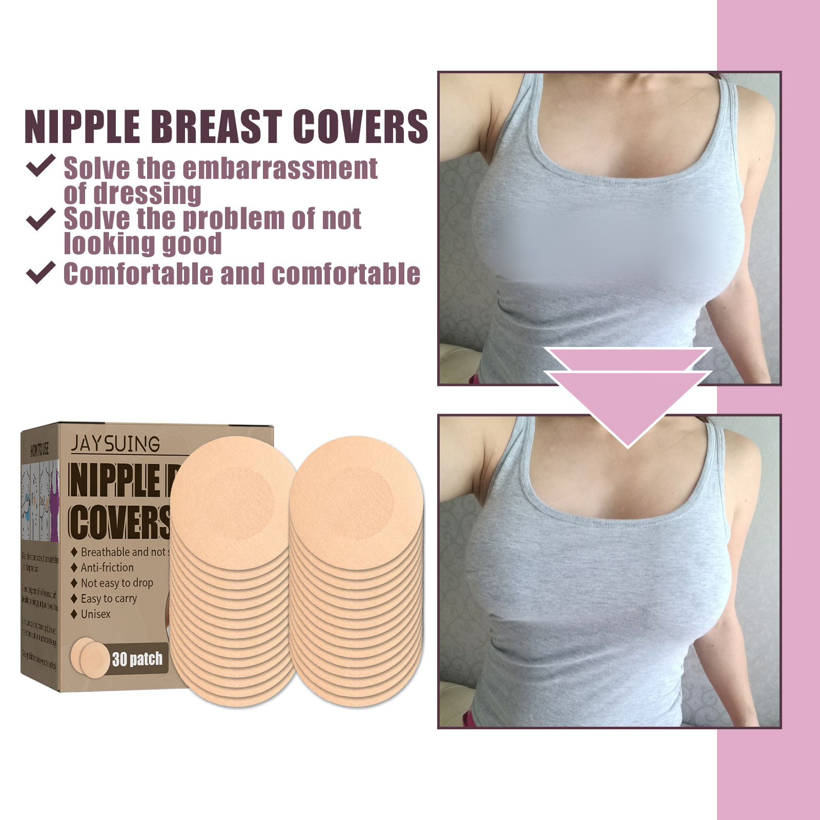 disposable with Jaysuing anti convex points, light fading, breathable, invisible chest that is not easy to fal_voghion.com