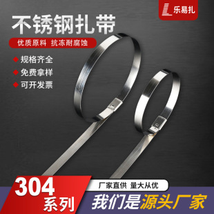 Factory wholesale production of 304 stainless steel cable tie 4.6*8*12*100*300 corrosion-resistant grinding marine metal white steel