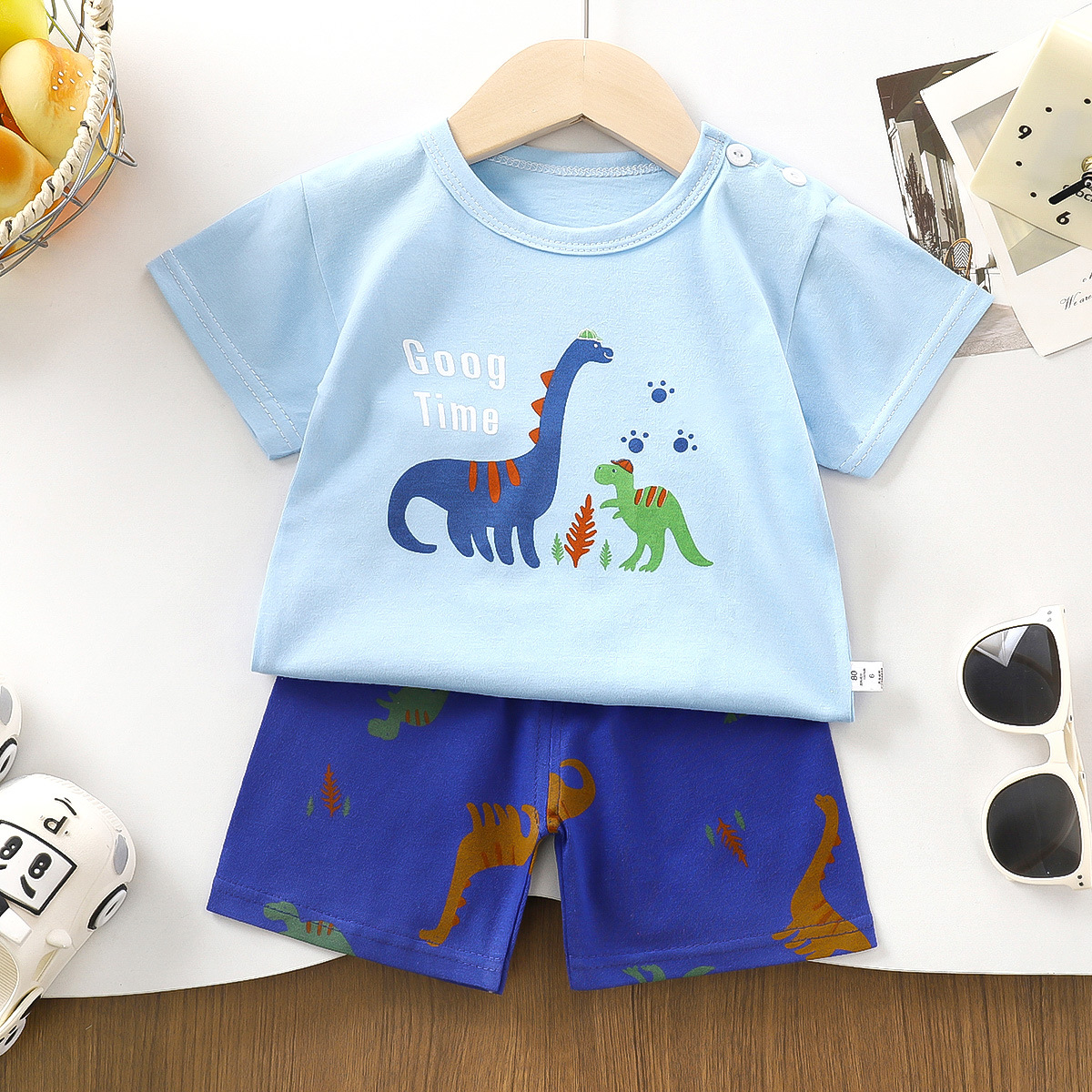 Traje de manga corta para niños, verano de algodón puro, nuevo estilo, pantalones cortos para niños coreanos, ropa fina para niños, verano para niñas