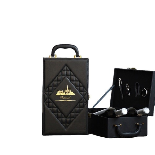 Bordeaux wine box manufacturer, two-packs of high-end red wine leather box, universal wine packaging box, red wine gift box