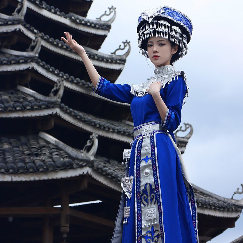 贵州苗族服装女异域风情少数民族服饰壮族土家族舞蹈演出服套装新