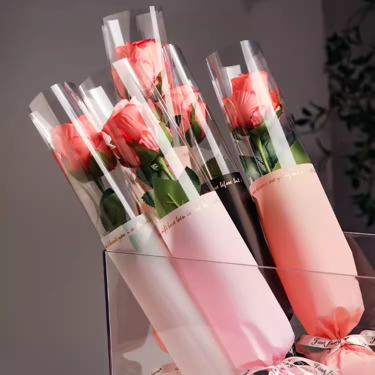女神单支花袋防水透明单只包装纸多支袋玫瑰花束袋女神节鲜花包装