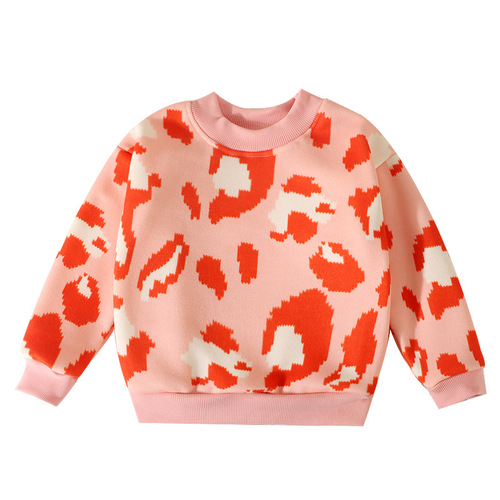 Children's sweater with thermal lining for autumn and winter, girls' base shirt, baby clothing, boys' baby warm clothing, Category A children's clothing