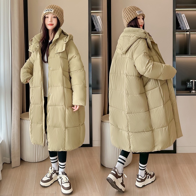 俄罗斯大码冬季加厚长款过膝宽松版棉服时尚新款保暖女连帽外套|undefined