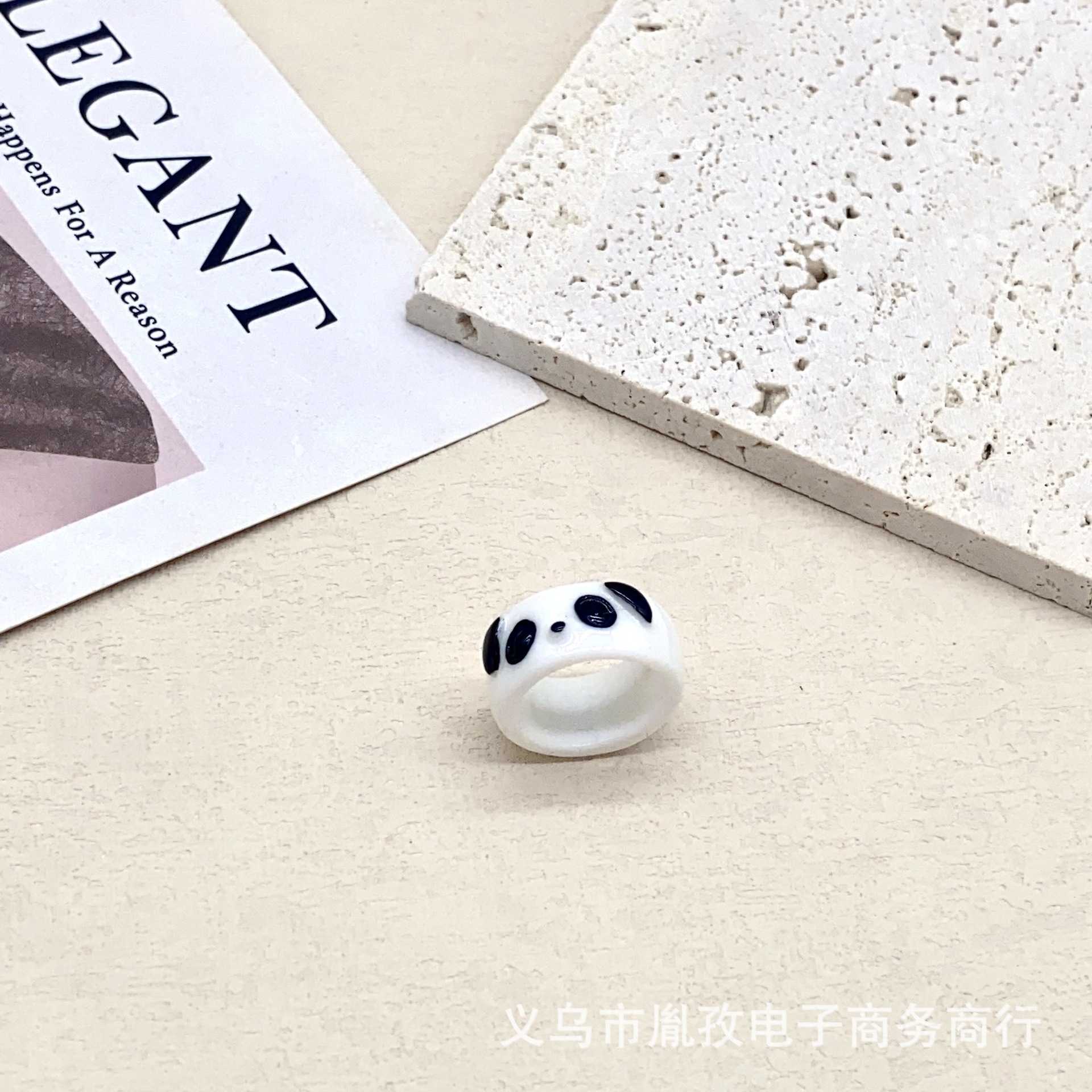 Transfronterizo nuevo personalizado colorido Panda de dibujos animados divertido anillo de resina pintado a mano INS estilo lindo anillo