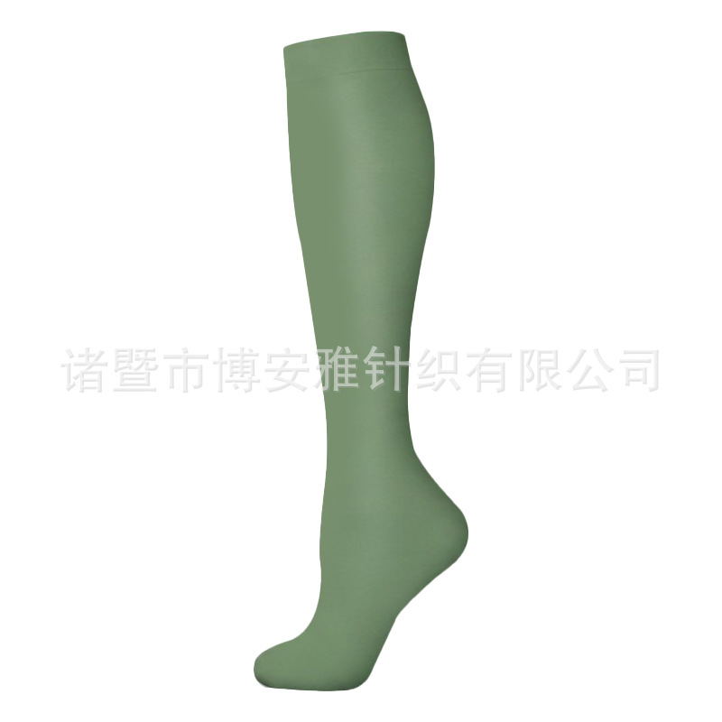 Calcetines de compresión transfronterizos para mujer, calcetines deportivos elásticos de compresión para correr, calcetines de compresión planos de color sólido para enfermeras con soporte para venas.